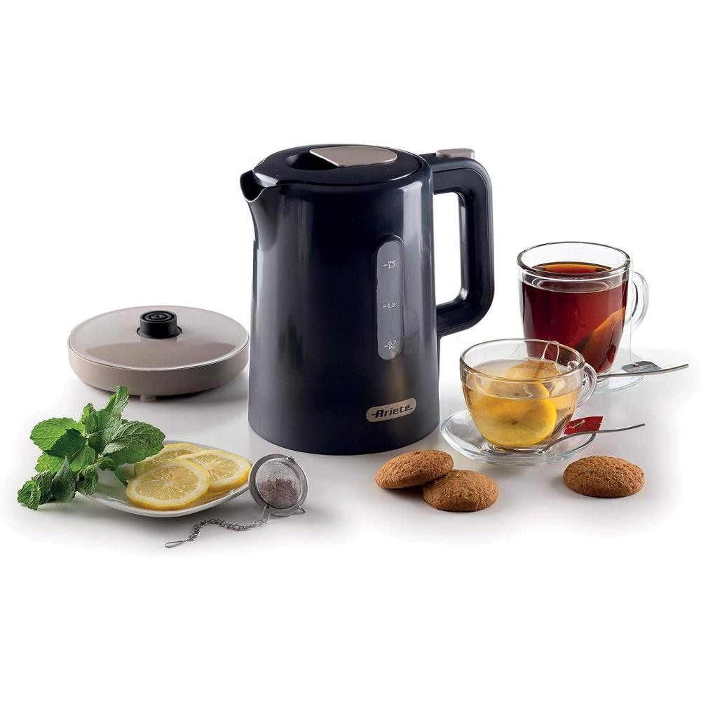 Ariete Breakfast Wasserkocher, Dunkelgrau, 1,7L, Wasserstandsanzeige, 2200W, Klassisches Design