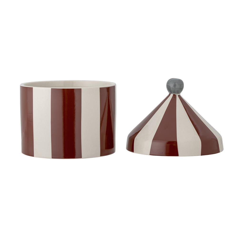 Bloomingville MINI Cimmi Gefäß mit Deckel, Rot, Zirkuszelt, Steingut, Kinderzimmer, dänisches Design