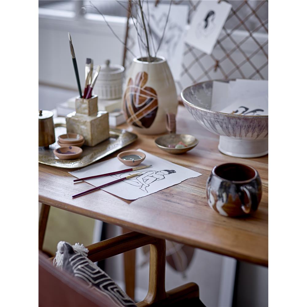 Bloomingville Jona Vase, Braun, Steingut, 14x18 cm, dänisches Design