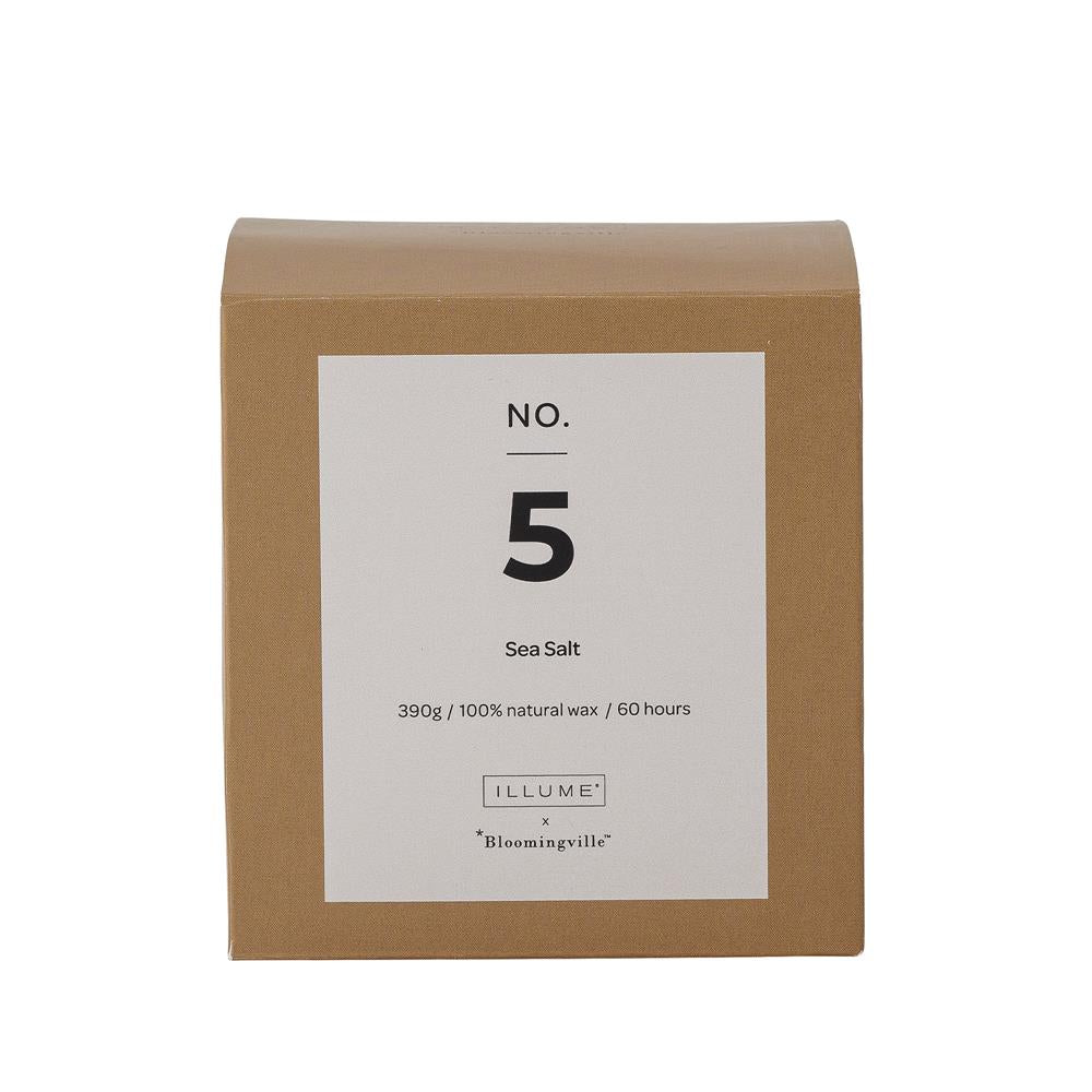 Bloomingville NO. 5 - Sea Salt Duftkerze, Braun, aus natürlichem Wachs, 390g