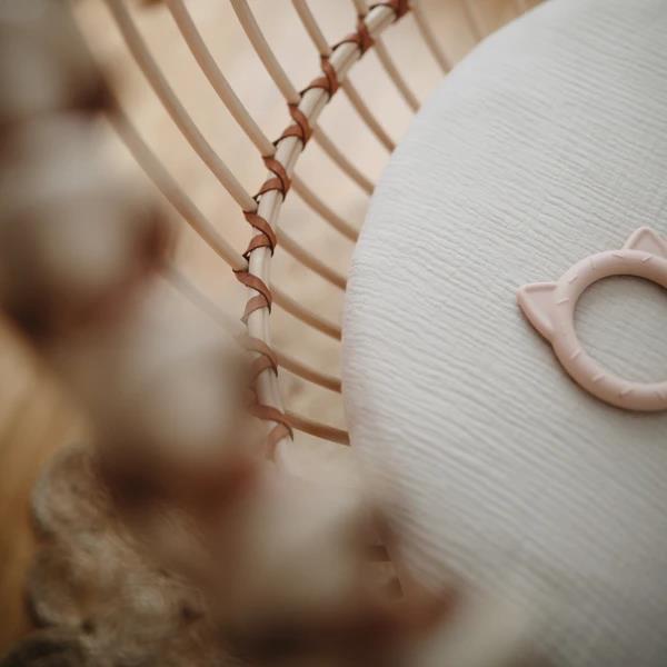 Mushie Musselin-Kinderbettlaken, Fog, 100x40cm Spannbettlaken