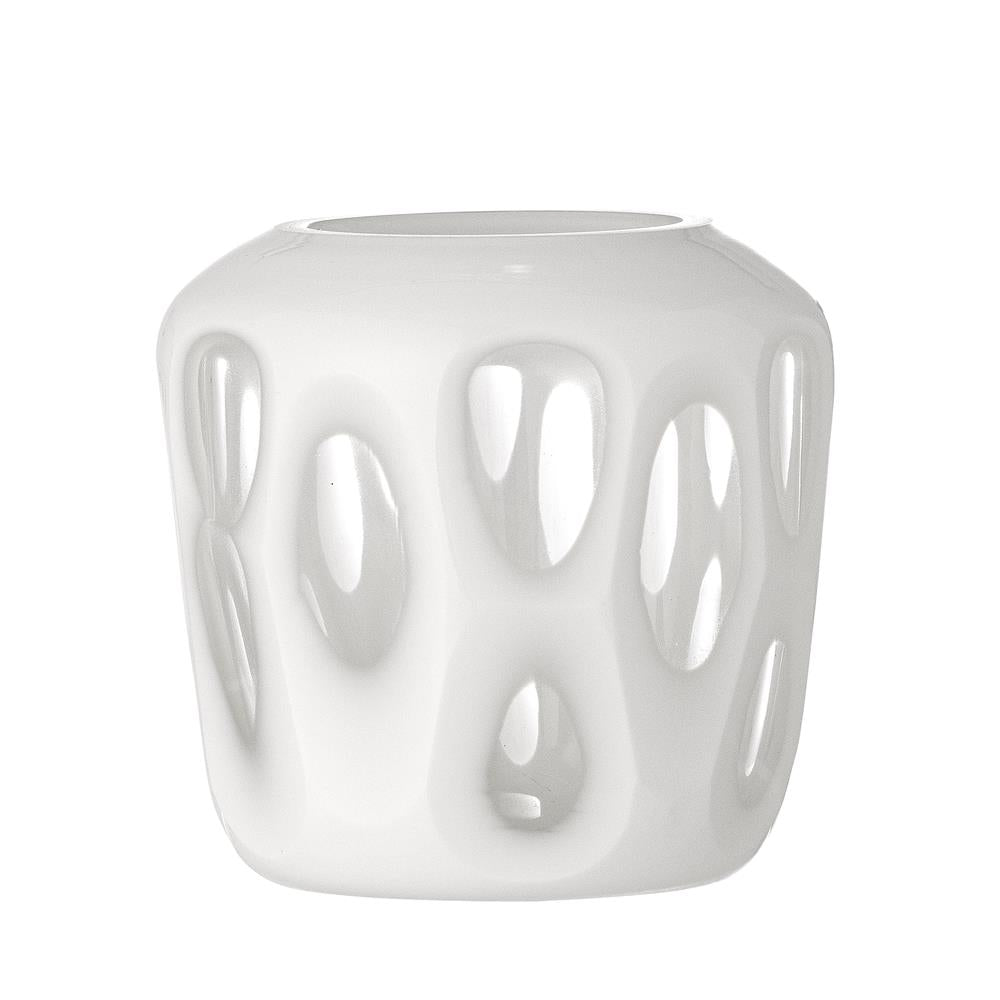 Bloomingville Rohan Teelichthalter Weiß Glas 9cm Windlicht