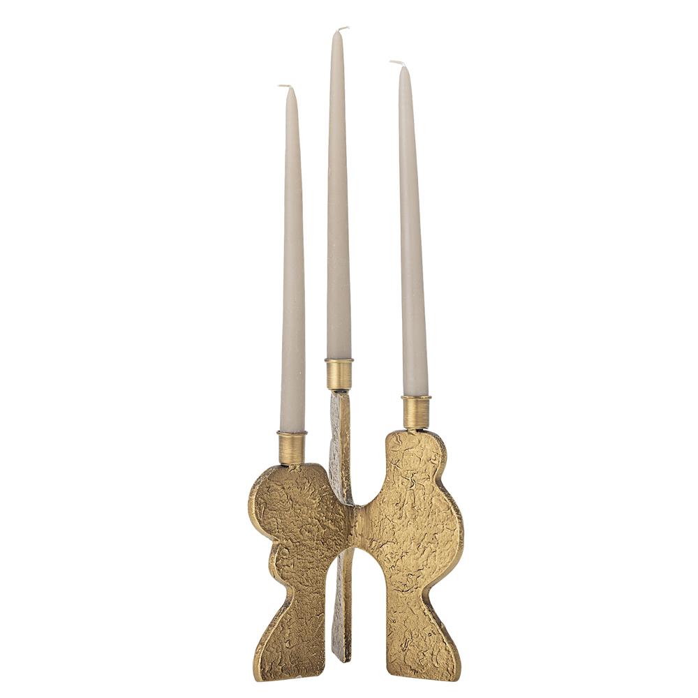 Bloomingville Lux Kerzenhalter, Gold, Metall – 3-flammiger Eyecatcher mit strukturierter Oberfläche