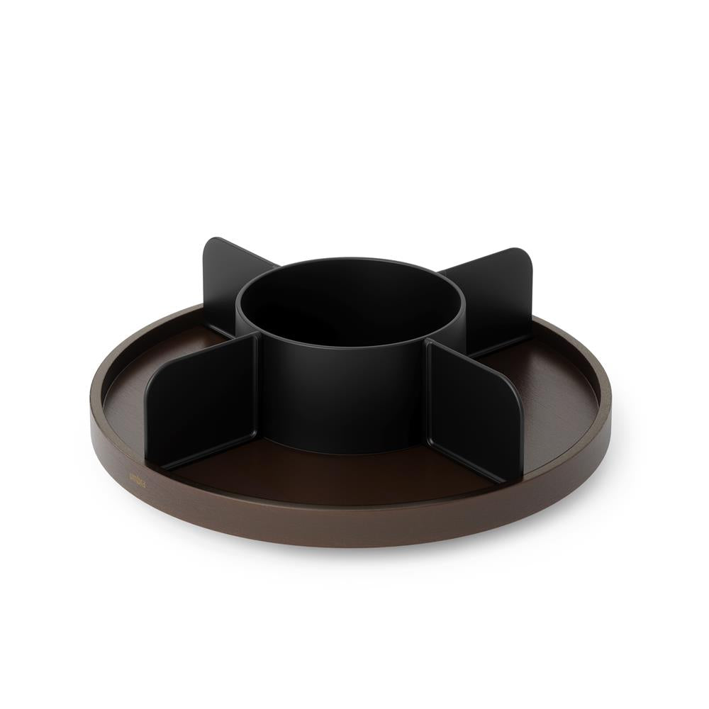 Umbra Bellwood Drehbarer Organizer, Lazy Susan Drehteller in Schwarz/Walnuss
