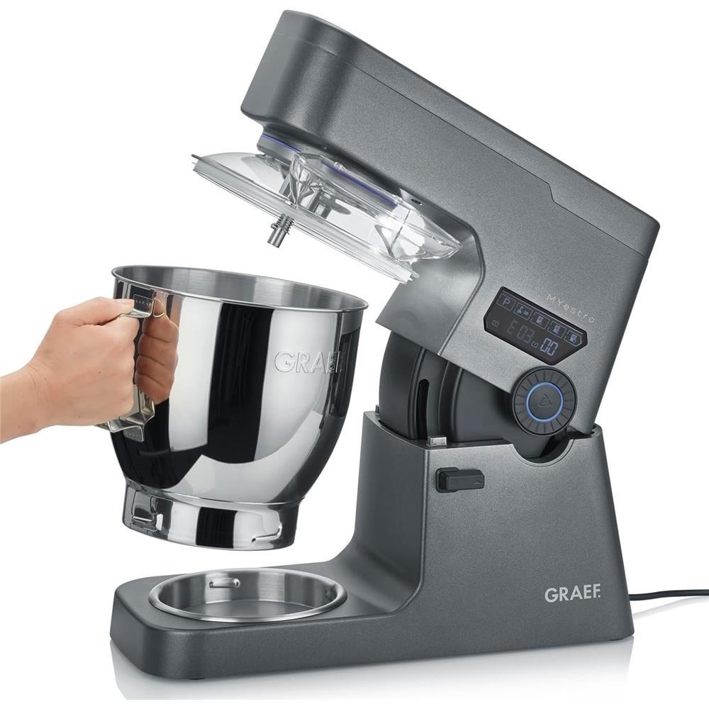 GRAEF Küchenmaschine MYestro Knetmaschine mit 7 Liter Edelstahl Rührschüssel grau | B-Ware