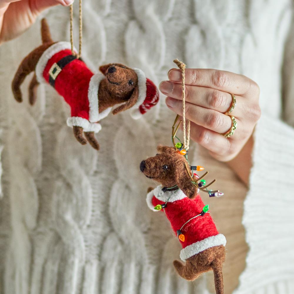 Bloomingville Monty Baumschmuck, Bunt, Hunde Weihnachtsanhänger 2er Set