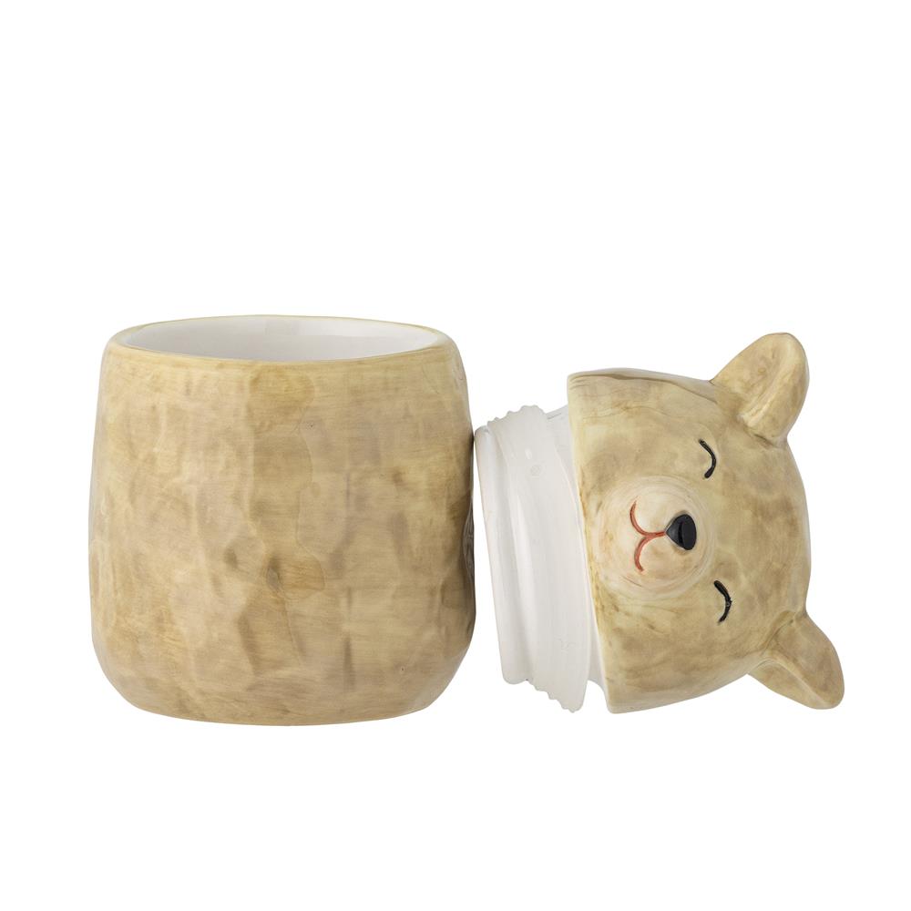 Bloomingville MINI Puk Gefäß mit Deckel, Bär, Braun, Steingut