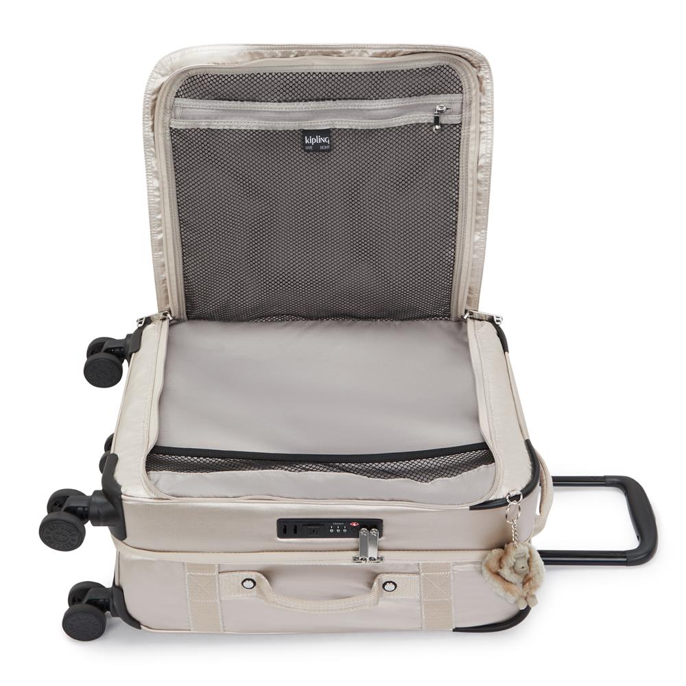 Kipling SPONTANEOUS S, Kleiner Reisekoffer, Metallic Glow (beige), 37,5L, Handgepäck, 4-Rollen