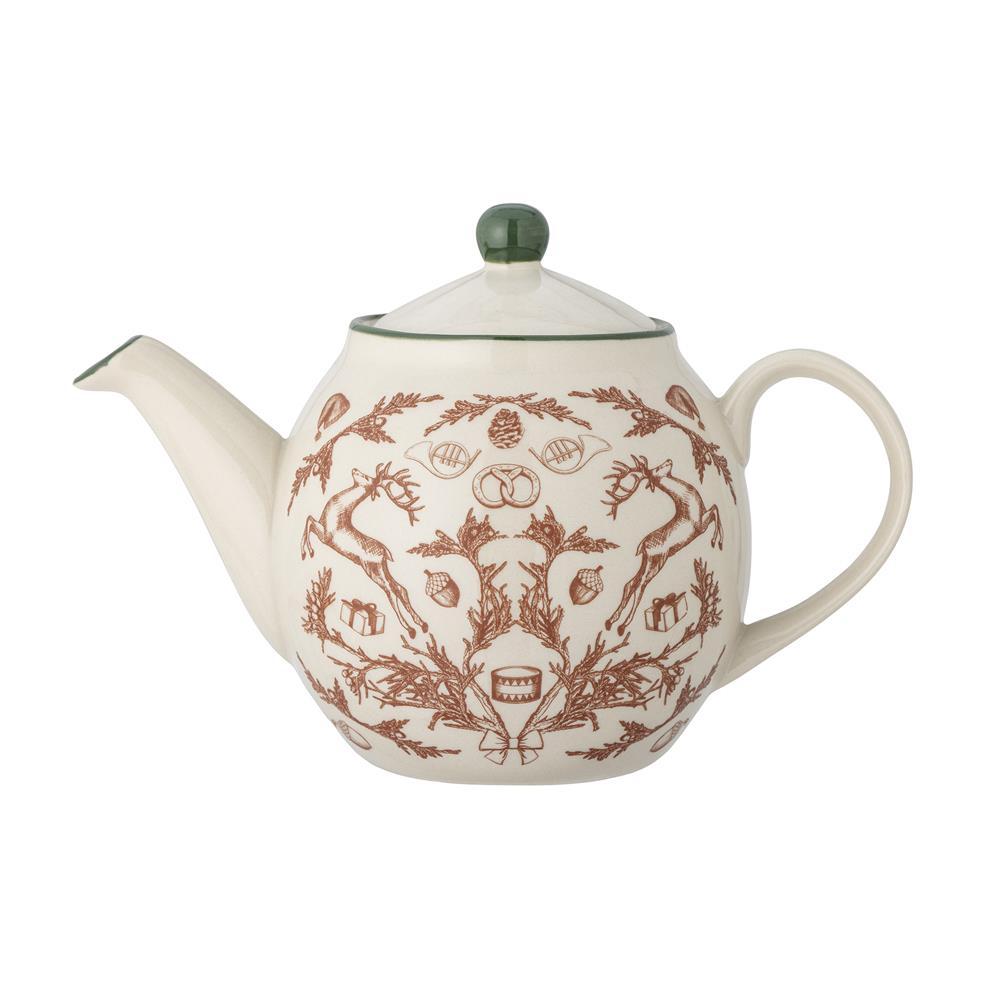 Bloomingville Beth Teekanne – mit Weihnachtsmotiven in Rot/Grün, dänisches Design