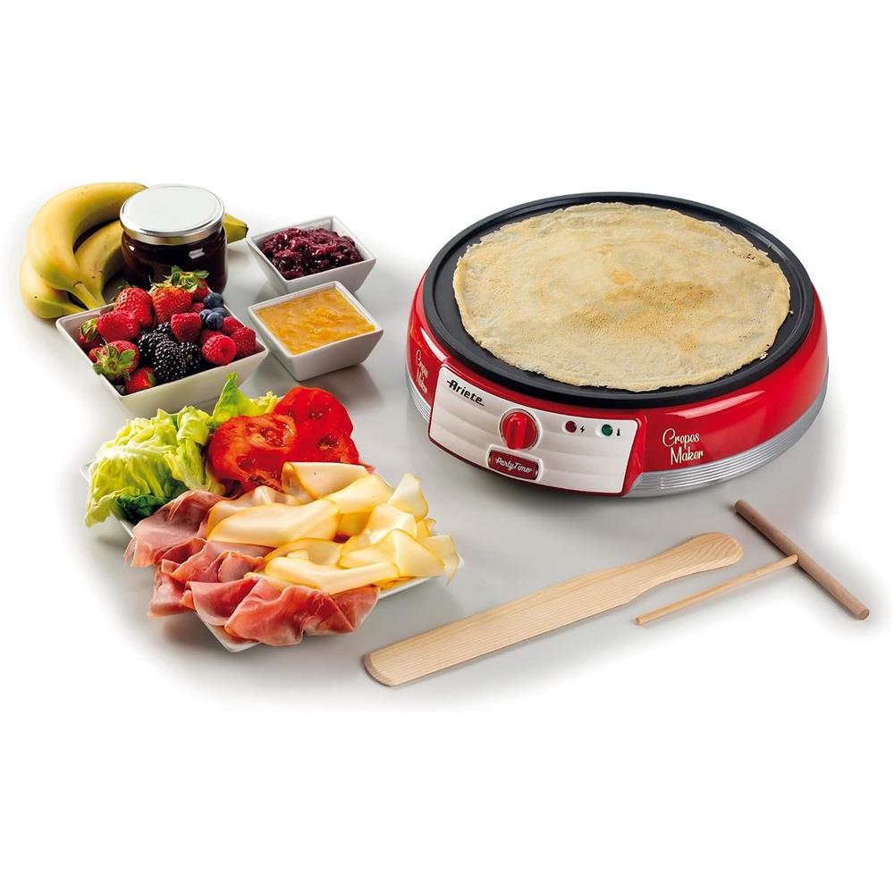 Ariete Party Time Crepes-Maker, Rot, Crepes-Maschine, Retro-Design, 50er Jahre-Stil