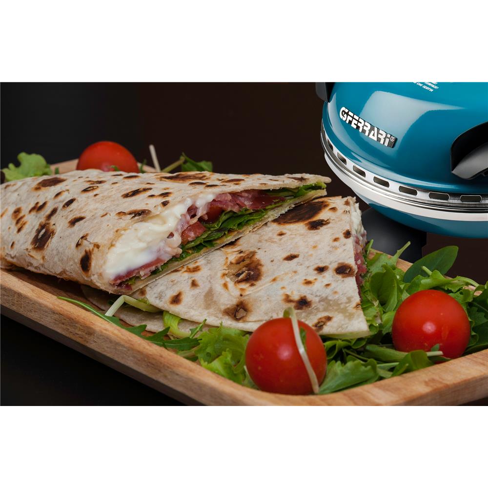 G3Ferrari elektrischer Pizzaofen Delizia Pizzamaker 1200 W für Pizza Ø 31cm blau Pizzamaker mit feuerfestem Naturstein