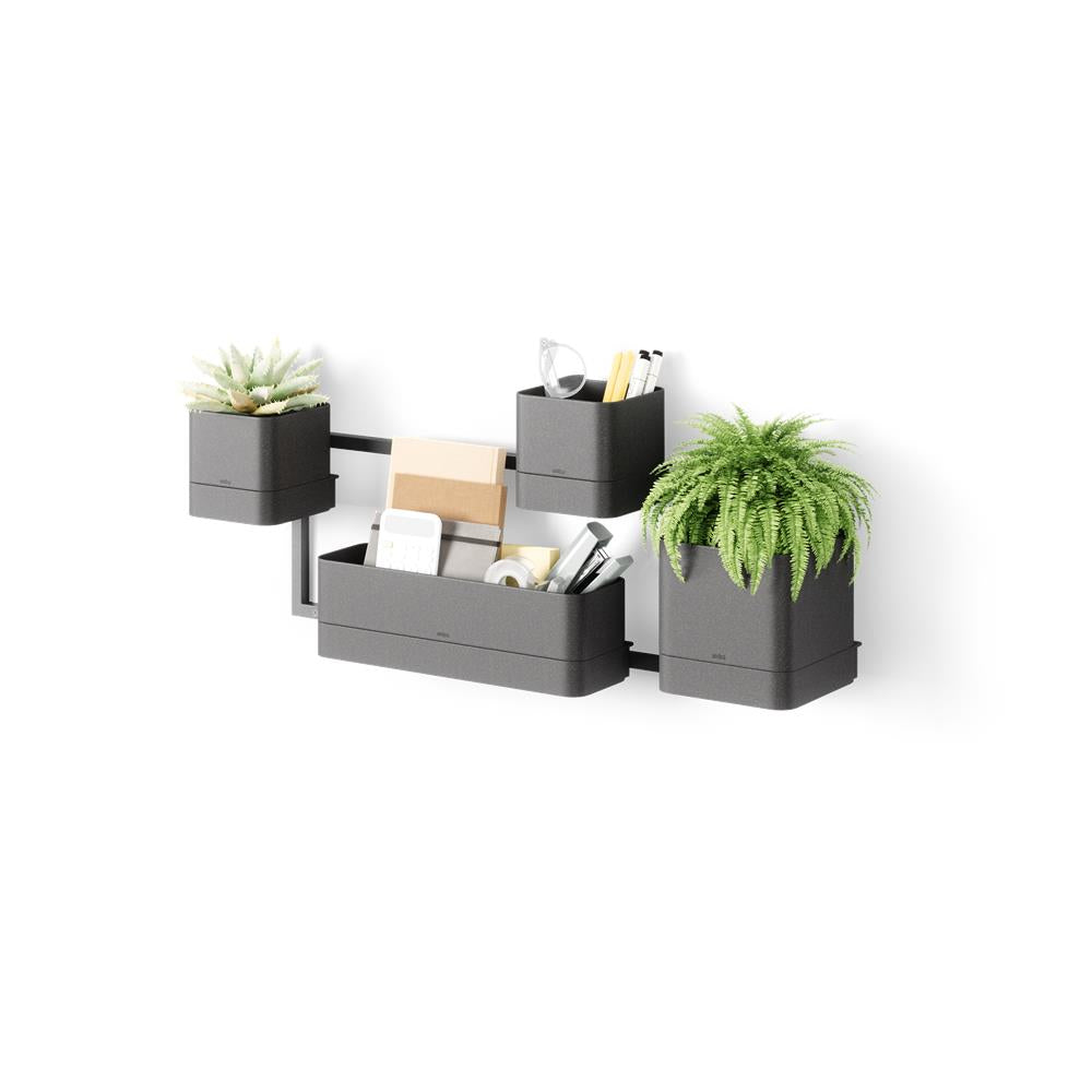 Umbra Cubiko Wandpflanzkasten mit 4 Pflanztöpfen, vertikale/horizontale Ausrichtung, in Schwarz