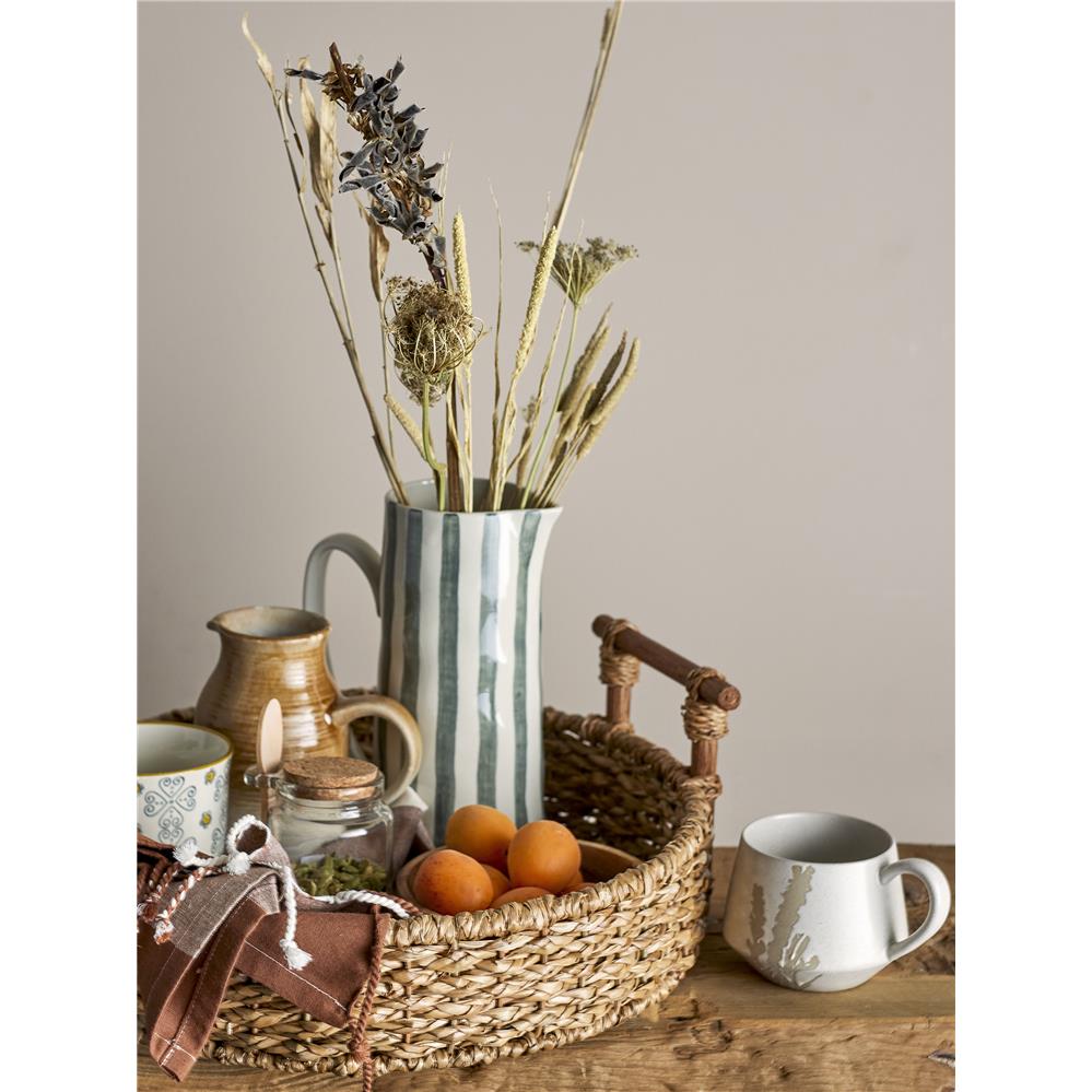 Bloomingville Begonia Krug Steingut Grün Weiß 1,3 L Wasserkrug Dekokrug Dänisches Design