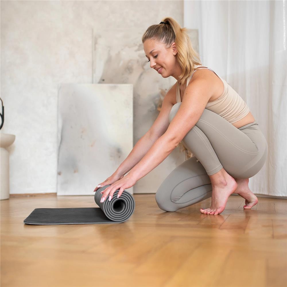 Yogamatte 183 x 61 x 0,8 cm Fitnessmatte Grau Gymnastikmatte rutschfest | HMS YM10