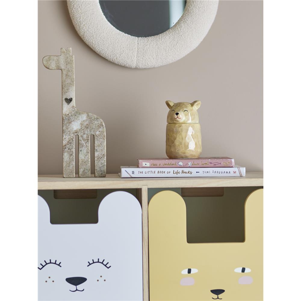 Bloomingville MINI Puk Gefäß mit Deckel, Bär, Braun, Steingut