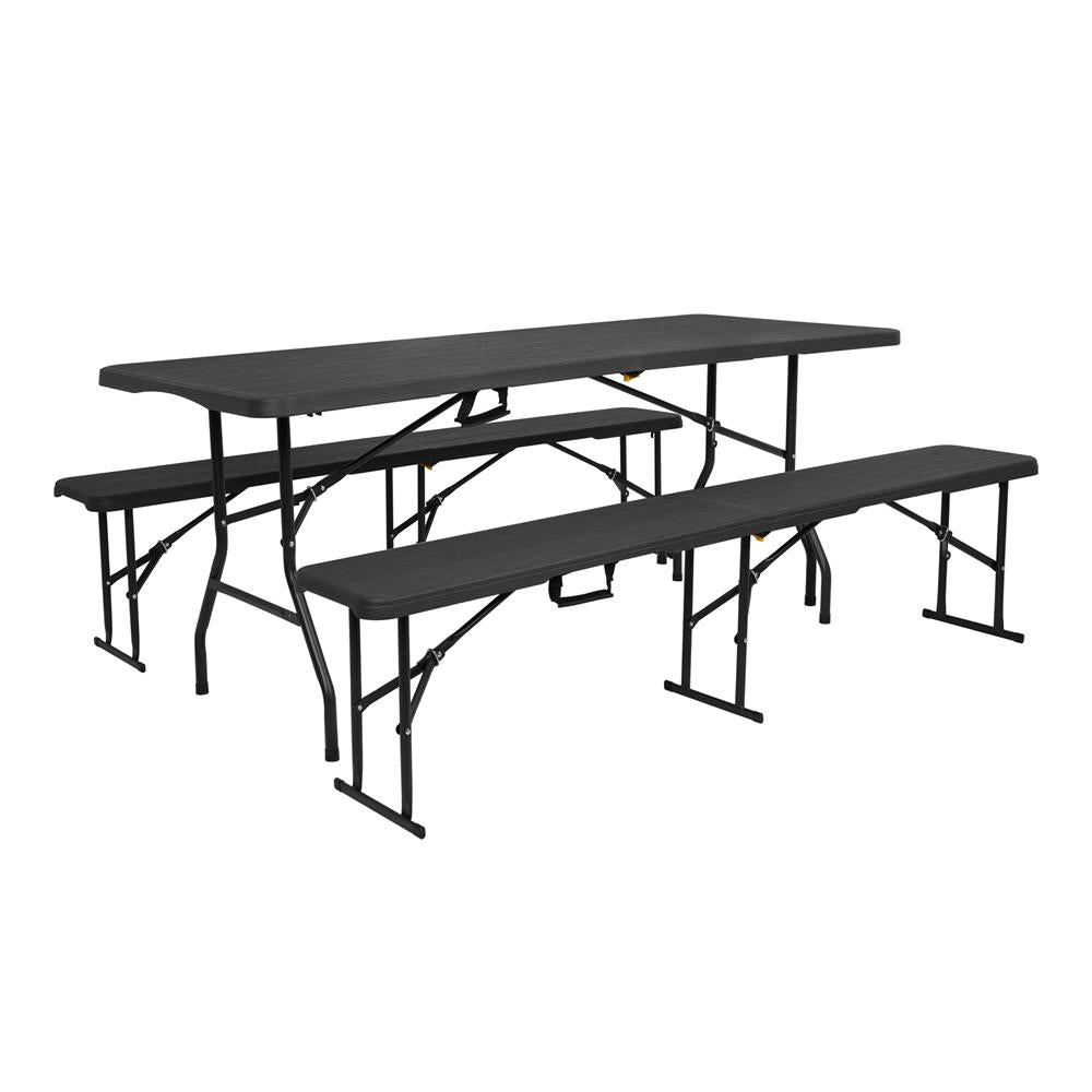 NILS CAMP Klappbank 180 cm Dunkelgrau für Garten Camping Events faltbare Sitzbank Outdoor