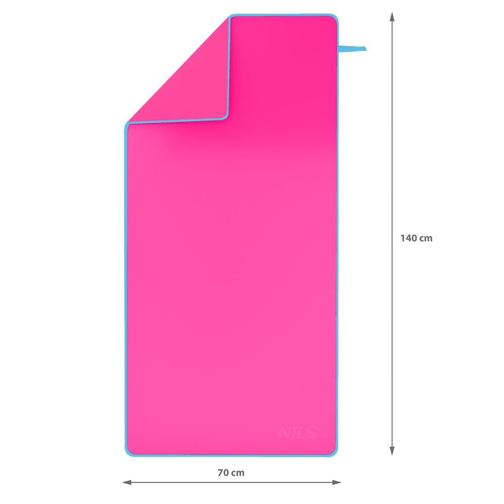 NILS Mikrofaserhandtuch 140x70 cm in Rosa - schnelltrocknendes Handtuch für Camping, Strand & Sport