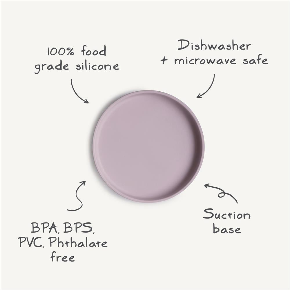 Mushie Silikon-Kinderteller, Cambridge Blue, Teller mit Rutschfestem Saugnapf