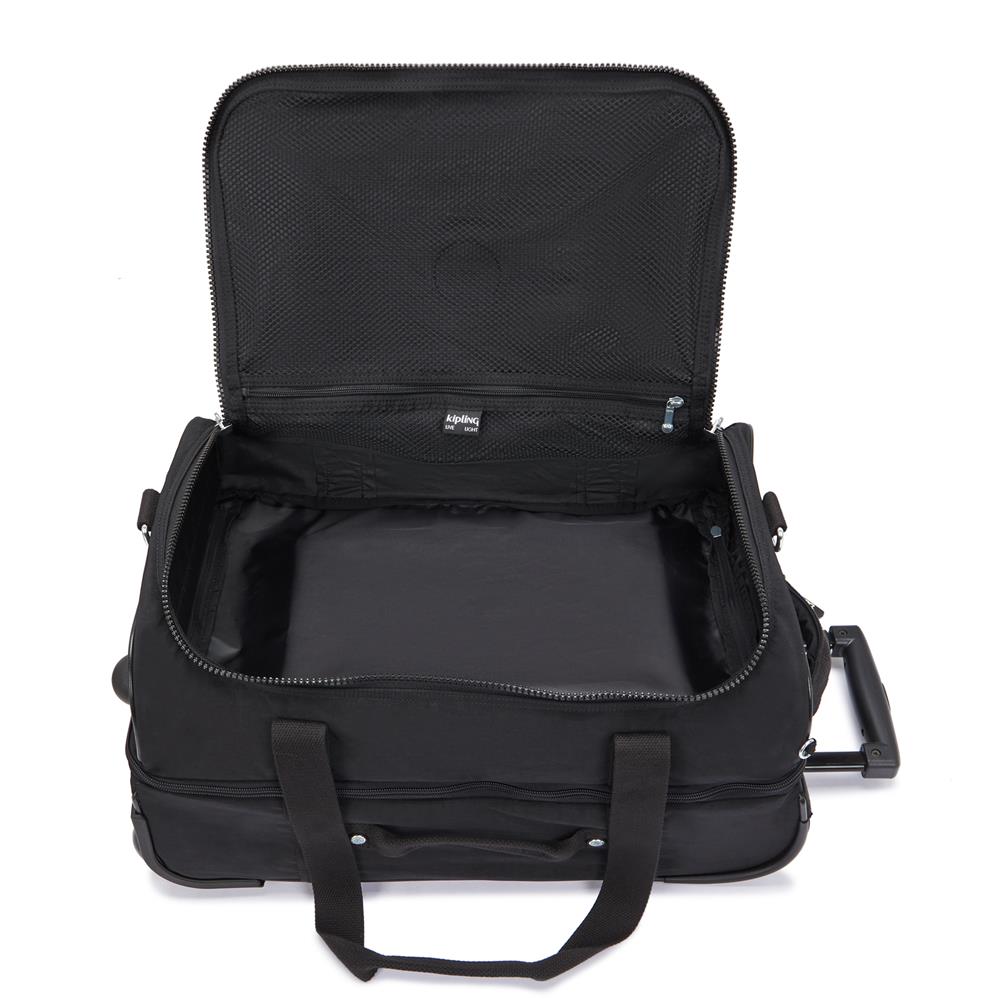 Kipling TEAGAN US, Kleine Reisetasche, Black Noir (schwarz), 39L, Handgepäck, 2-Rollen