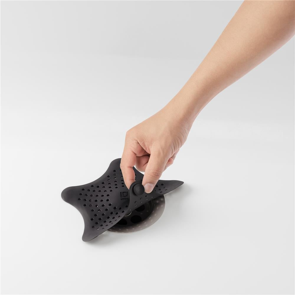 Umbra Starfish Abfluss Haarfänger mit Saugnäpfen, Silikon Abflusssieb, in Schwarz