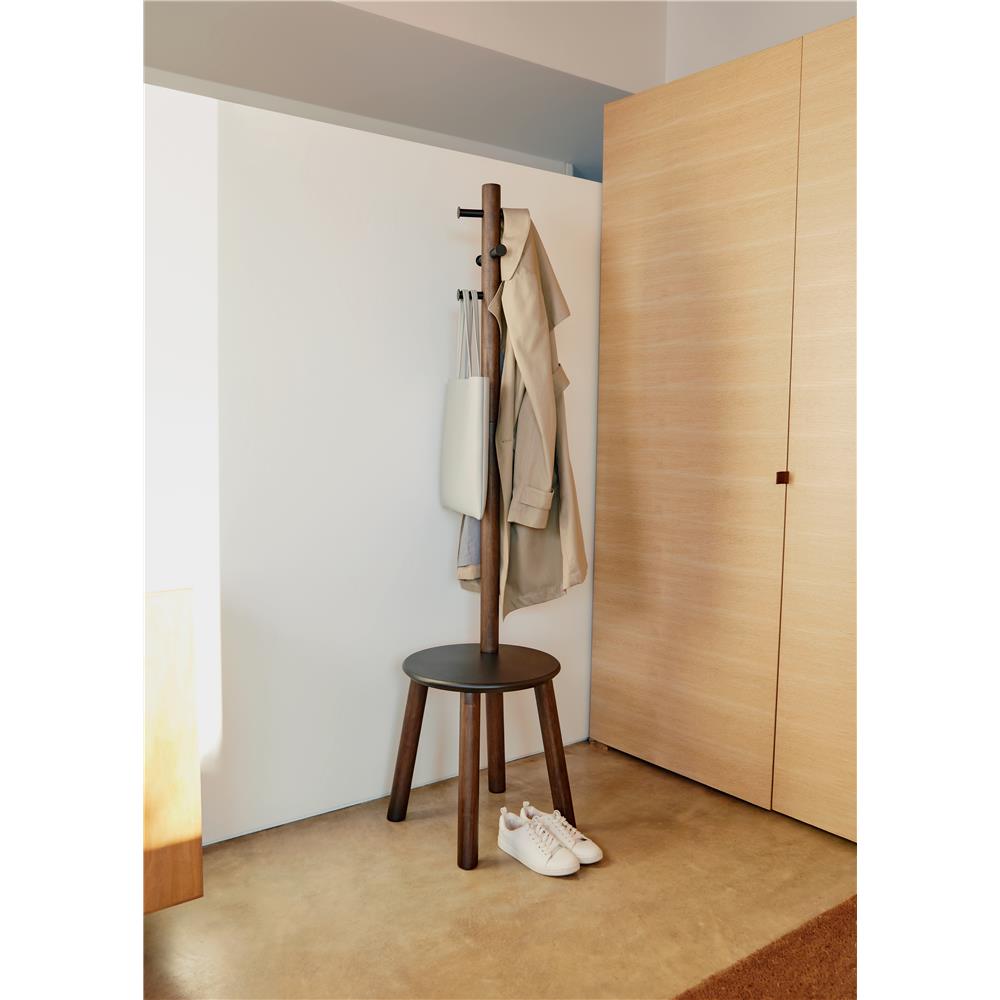 Umbra Pillar Garderobenständer mit integriertem Hocker 50 x 50 x 165 cm Holz Schwarz Walnuss