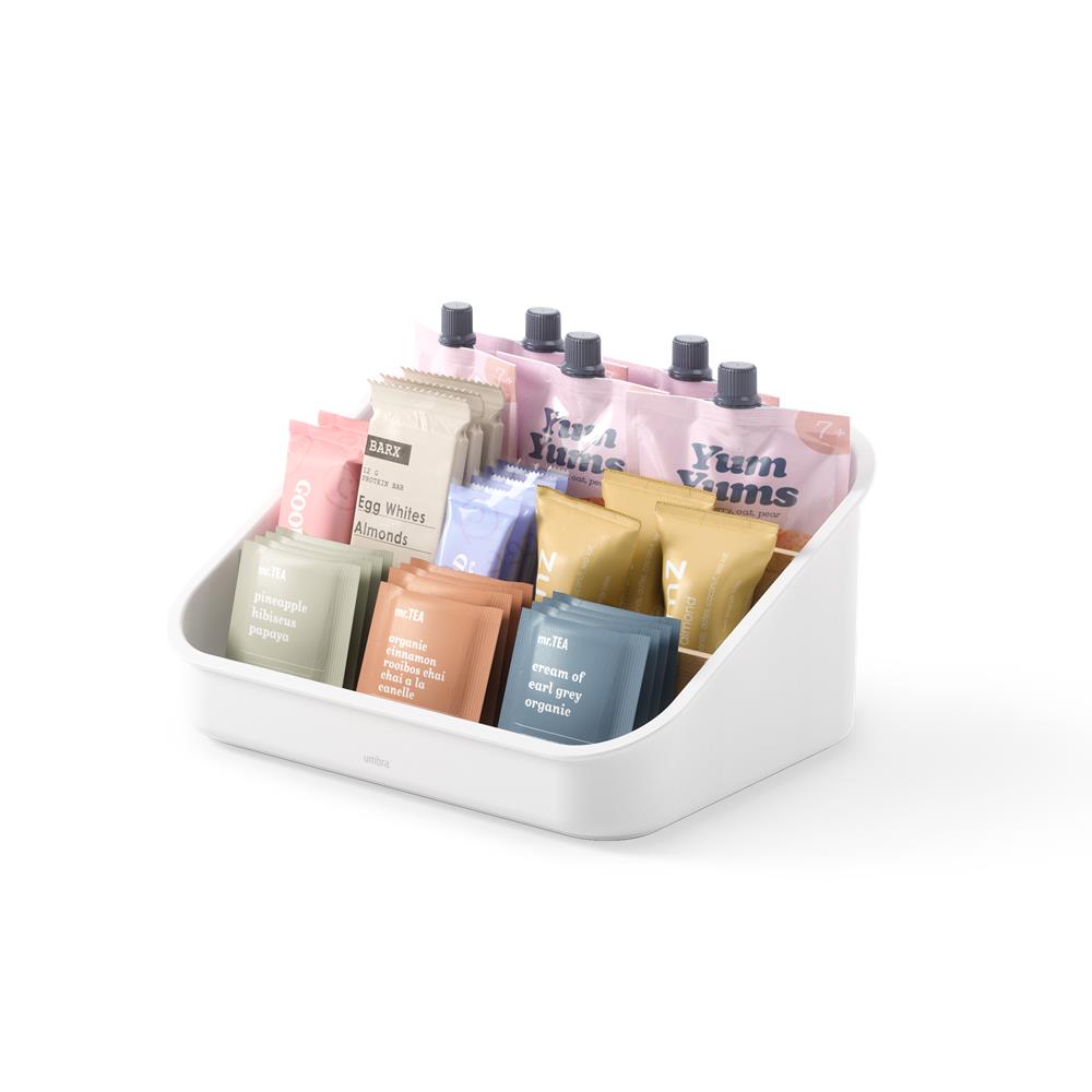 Umbra Bellwood Vorratsschrank Organizer mit 3 Fächern, Aufbewahrungsbehälter in Weiß/Natur