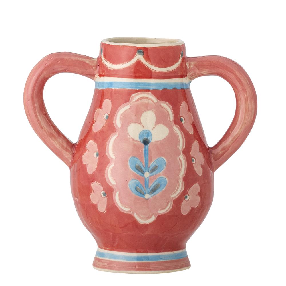 Bloomingville Odina Vase Rose Steingut D11xH15xW16 cm – handbemalte Blumenvase