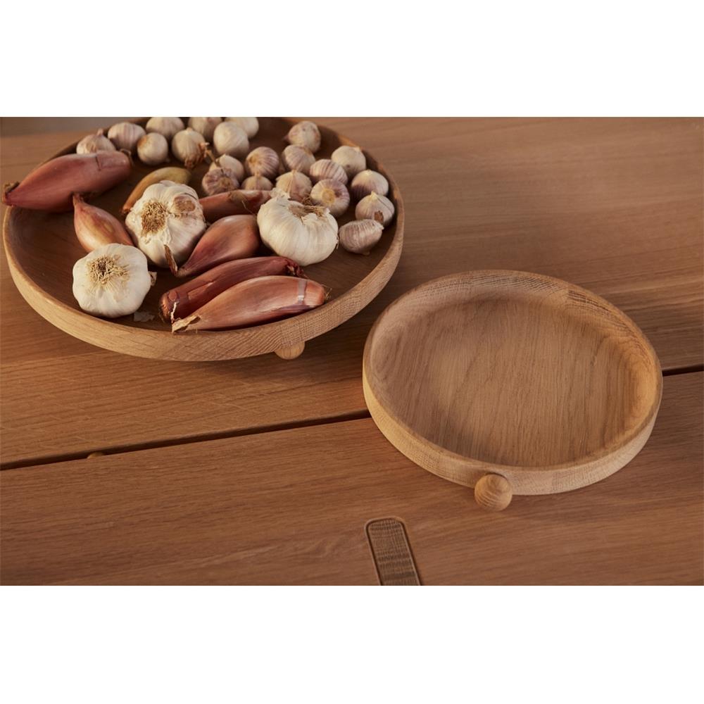 OYOY Inka Holztablett rund, klein, Naturfarben, Dekorationsteller