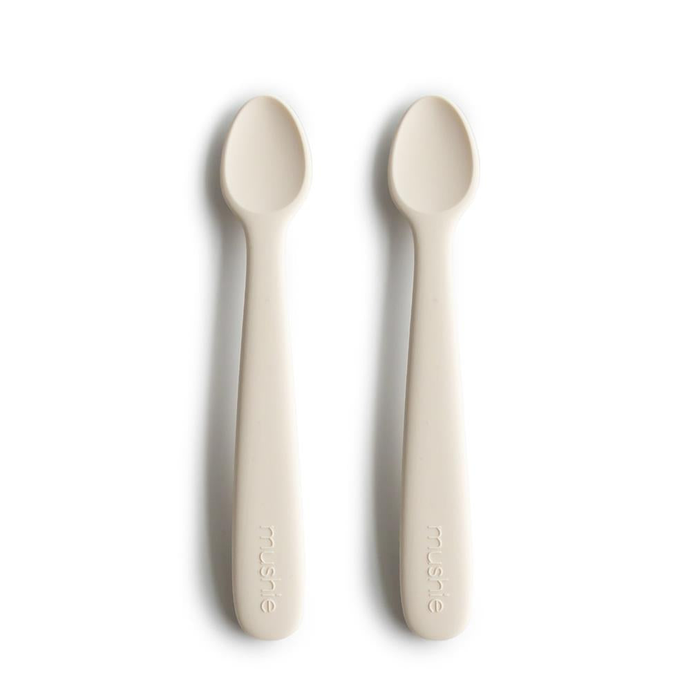 Mushie Silikon-Babylöffel 2er Set, Ivory, BPA-frei