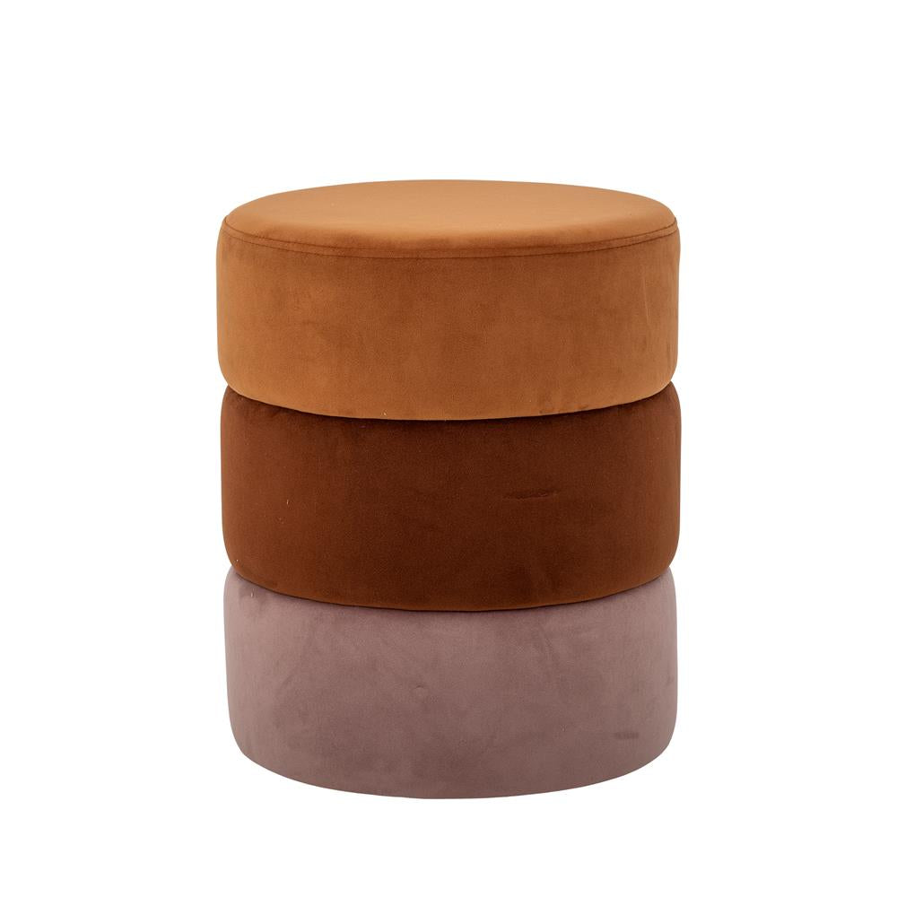 Bloomingville Bilbao Pouf Hocker Orange Polyester D37xH45 cm – vielseitiger Sitzpouf
