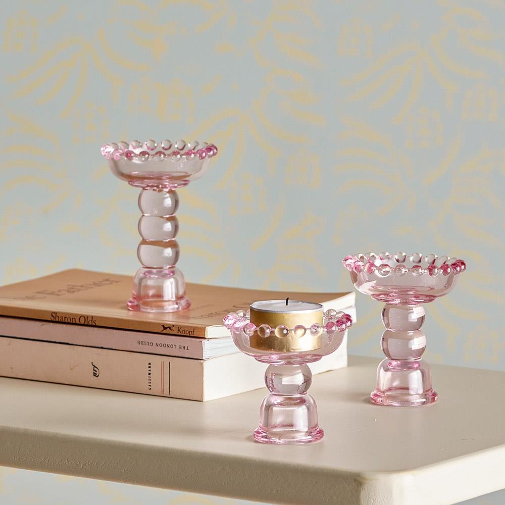 Bloomingville Delphia Kerzenhalter 3er Set Rose – Glas, dekorativ & vielseitig