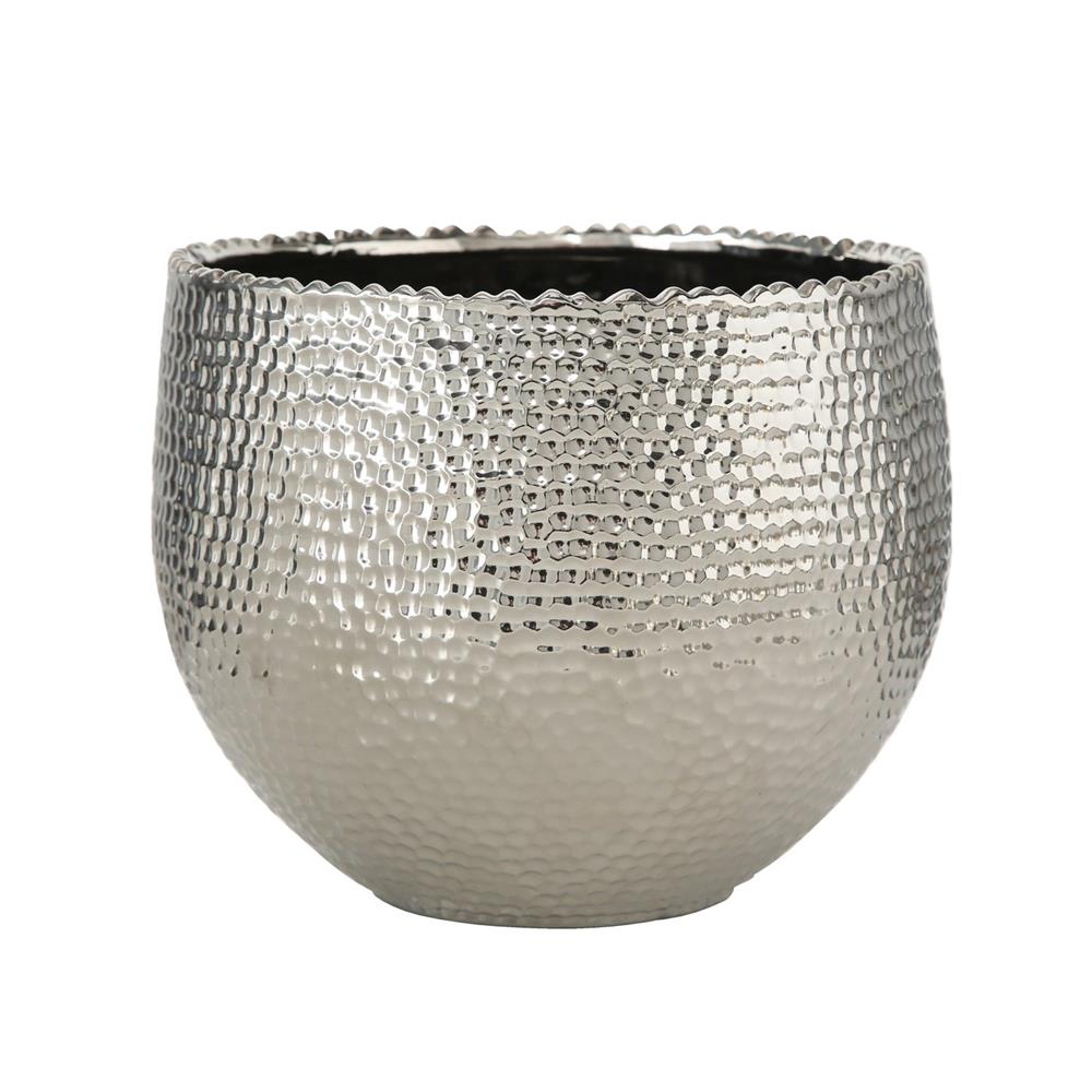 BOLTZE Pflanztopf Lajos 3er Set Silber Steingut Glänzend Indoor