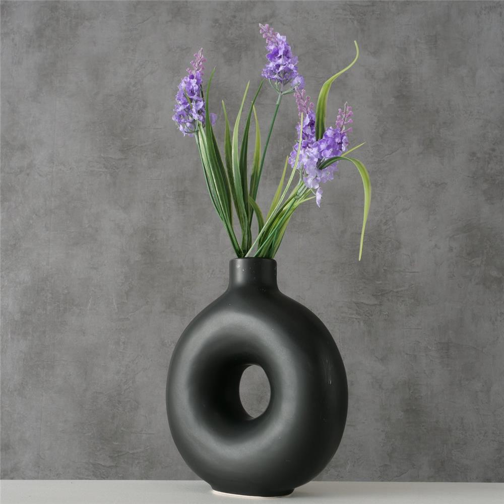 BOLTZE Vase Lanyo 20cm Steingut Matt Schwarz Modernes Design