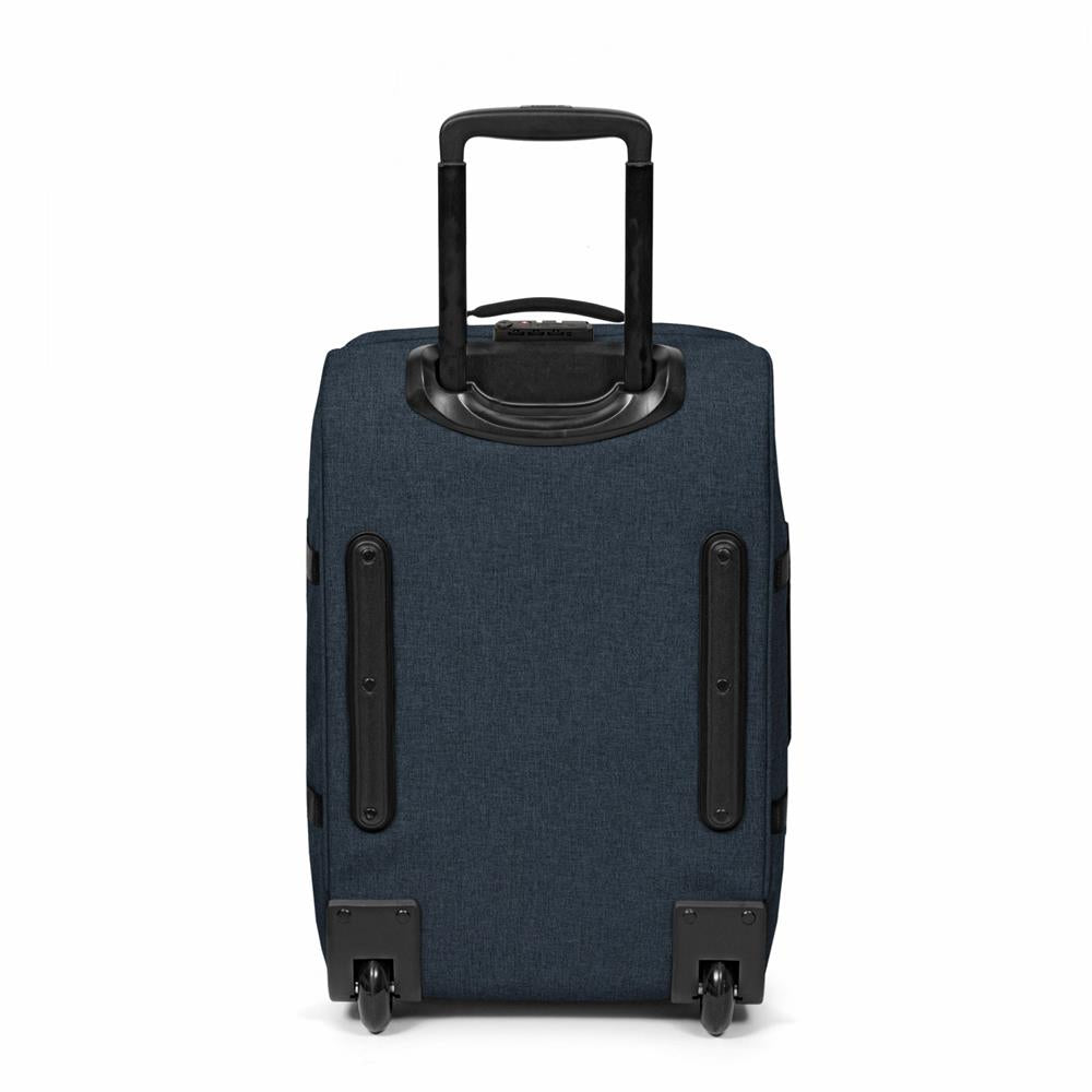Eastpak TRANVERZ S, Kleiner Reisetrolley, Triple Denim (blau), 42L, Rollkoffer mit 2 Rädern und TSA-Schloss
