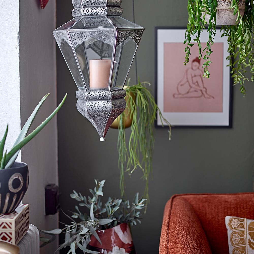 Bloomingville Magnus Blumentopf – Schwarzer Steingut-Topf mit grafischem Design, Ø18,5 cm