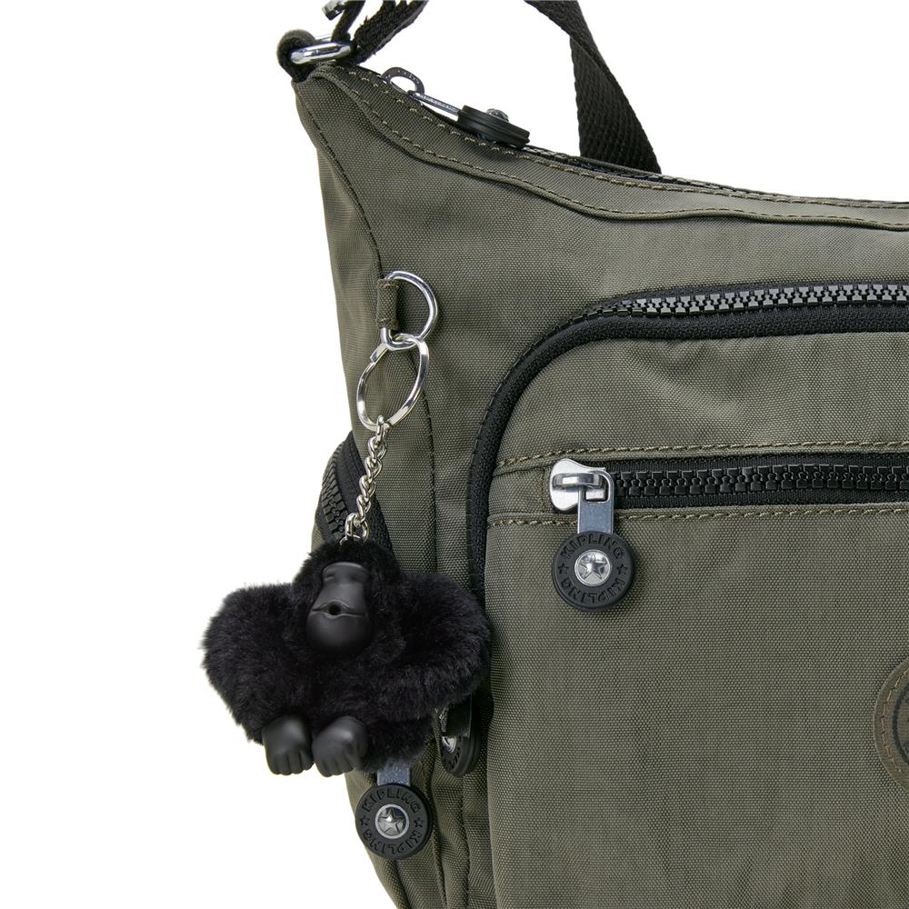 Kipling GABBIE S, Kleine Umhängetasche, Green Moss (grün), Schultertasche mit vielen Fächern