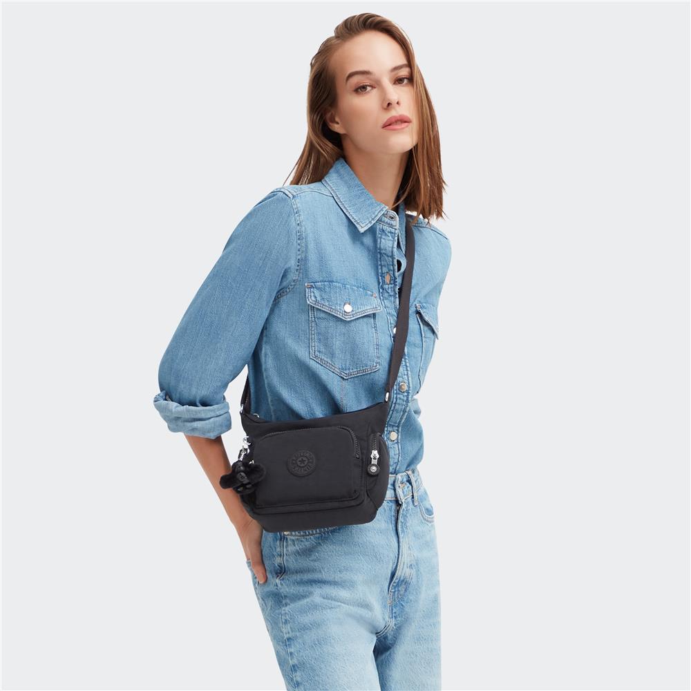 Kipling GABBIE MINI, Kleine Umhängetasche, Black Noir (schwarz), Schultertasche mit verstellbarem Riemen
