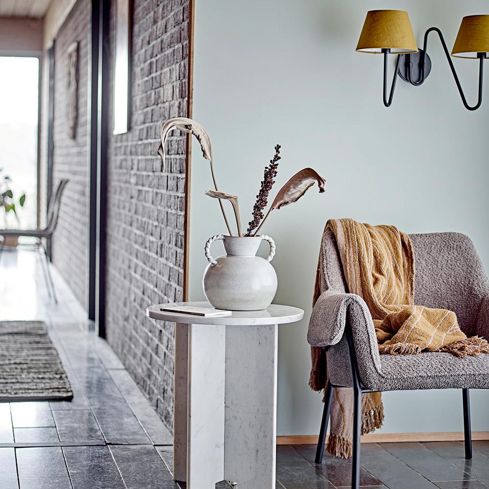 Bloomingville Ginna Decke Braun 160x130 cm – Recycelte Baumwolle mit Wellenmuster