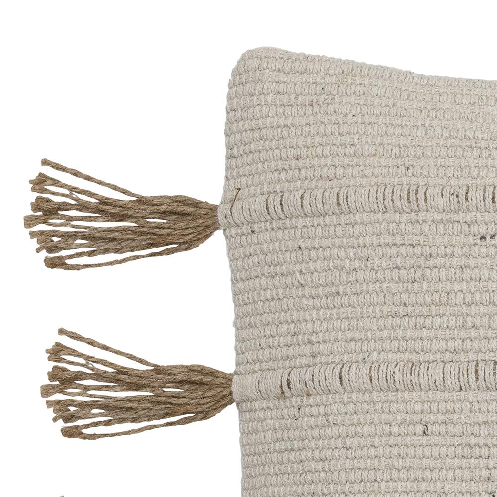 Bloomingville Ensar Kissen, Natur, aus Recycelter Baumwolle, 45x45 cm, mit Quasten aus Jute