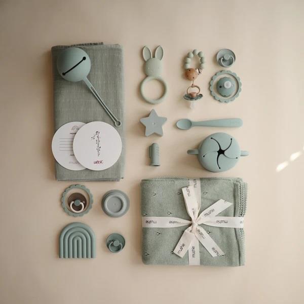 Mushie Musselin-Baby-Wickeldecke, Sage, Pucktuch aus 100% Bio-Baumwolle