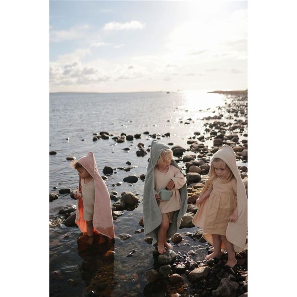 Mushie Baby-Kapuzenhandtuch, Pearl, aus 100% Bio-Baumwolle