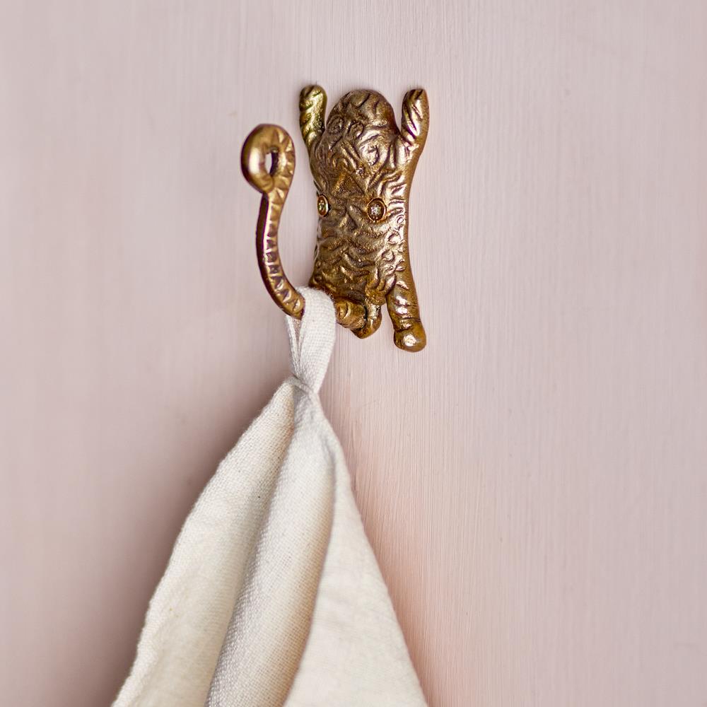 Bloomingville Lester Haken messing - Katzen Wandhaken aus Aluminium für Flur Garderobe & Deko