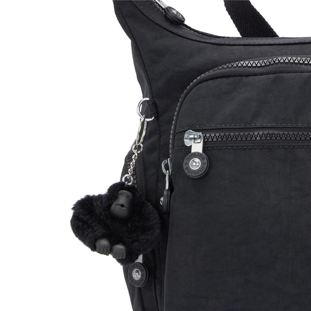 Kipling GABBIE M, Mittelgroße Umhängetasche, Black Noir (schwarz), Schultertasche mit Reißverschluss