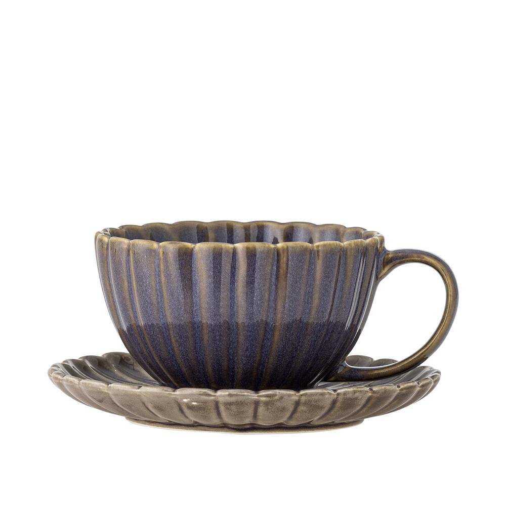 Bloomingville Latina Tasse mit Untertasse Violett Steingut 180ml