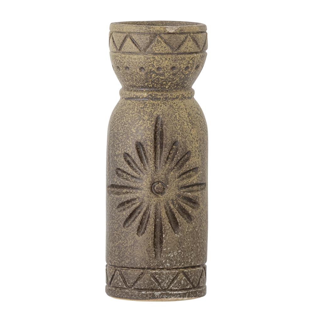 Bloomingville Tarun Deko‑Vase braun L20,5 cm aus Steingut – skulpturale Vase für Wohnzimmer
