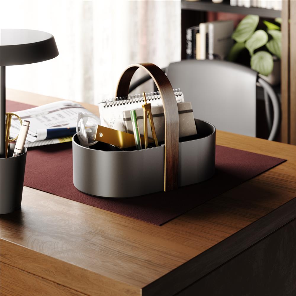 Umbra Bellwood Caddy mit herausnehmbarer Trennwand, Organizer für Kosmetik in Schwarz/Walnuss