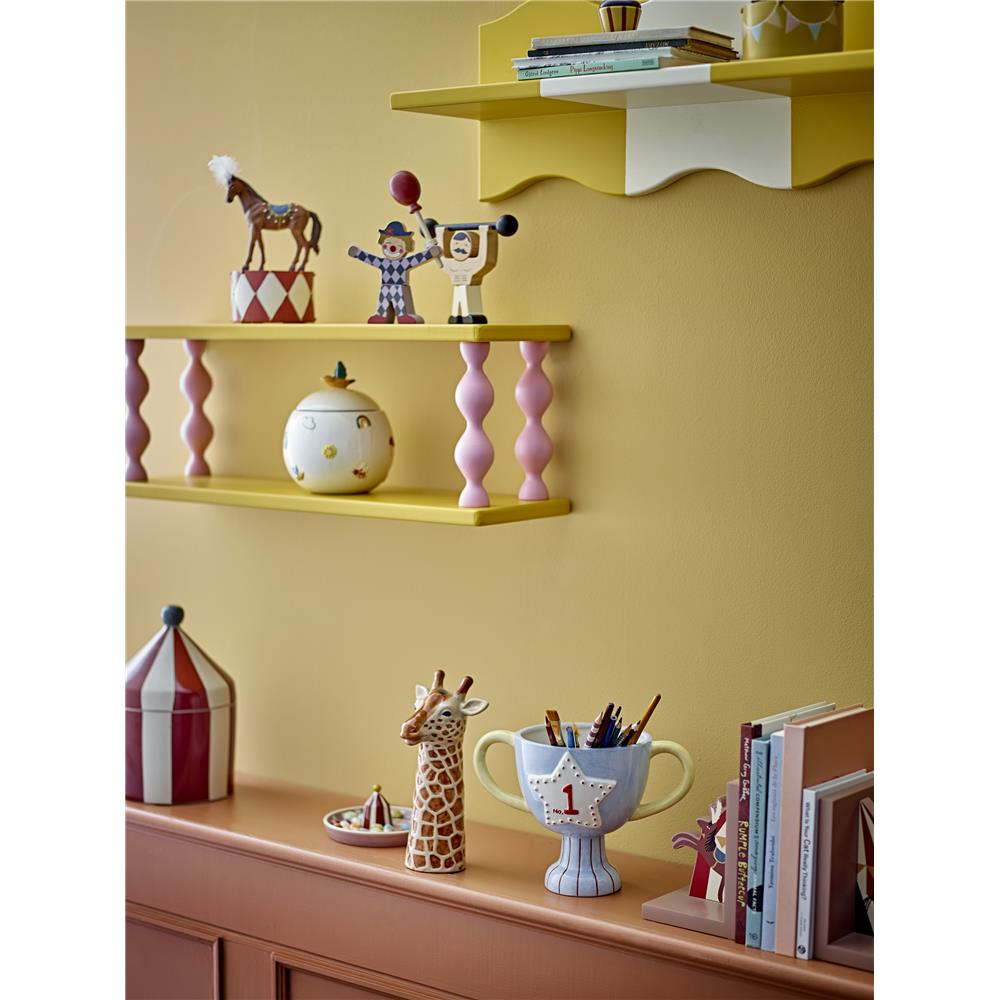 Bloomingville MINI Cimmi Gefäß mit Deckel, Rot, Zirkuszelt, Steingut, Kinderzimmer, dänisches Design