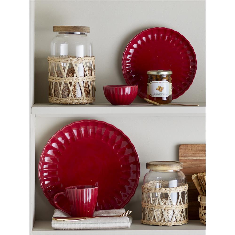 Bloomingville Latina Teller, Rot, 27 cm, Steingut, Speiseteller, dänisches Design
