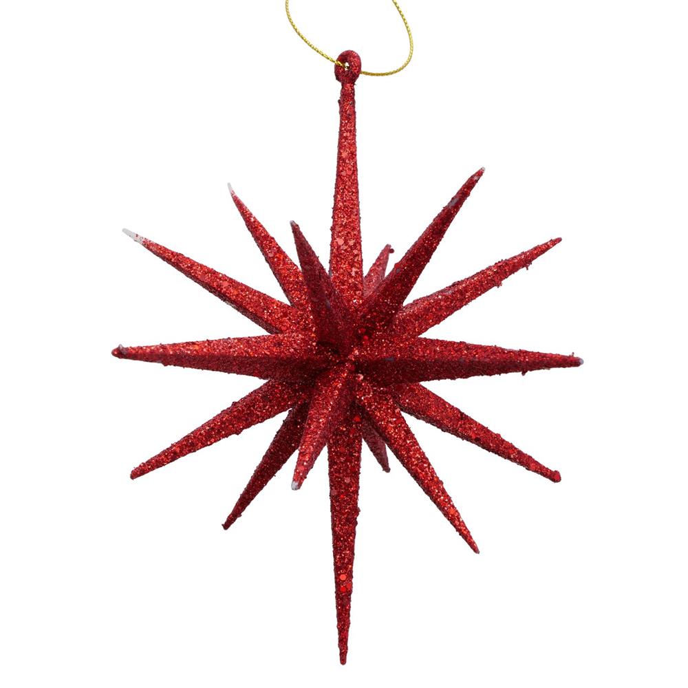 BOLTZE Dekoanhänger Tove Stern, Rot, 15 cm, 2er Set – Weihnachtsbaumschmuck aus Kunststoff