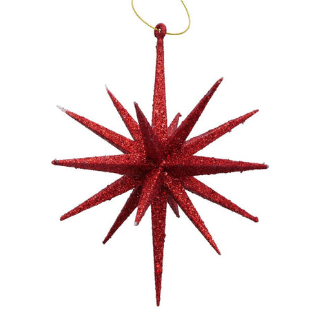 BOLTZE Dekoanhänger Tove Stern, Rot, 15 cm, 2er Set – Weihnachtsbaumschmuck aus Kunststoff